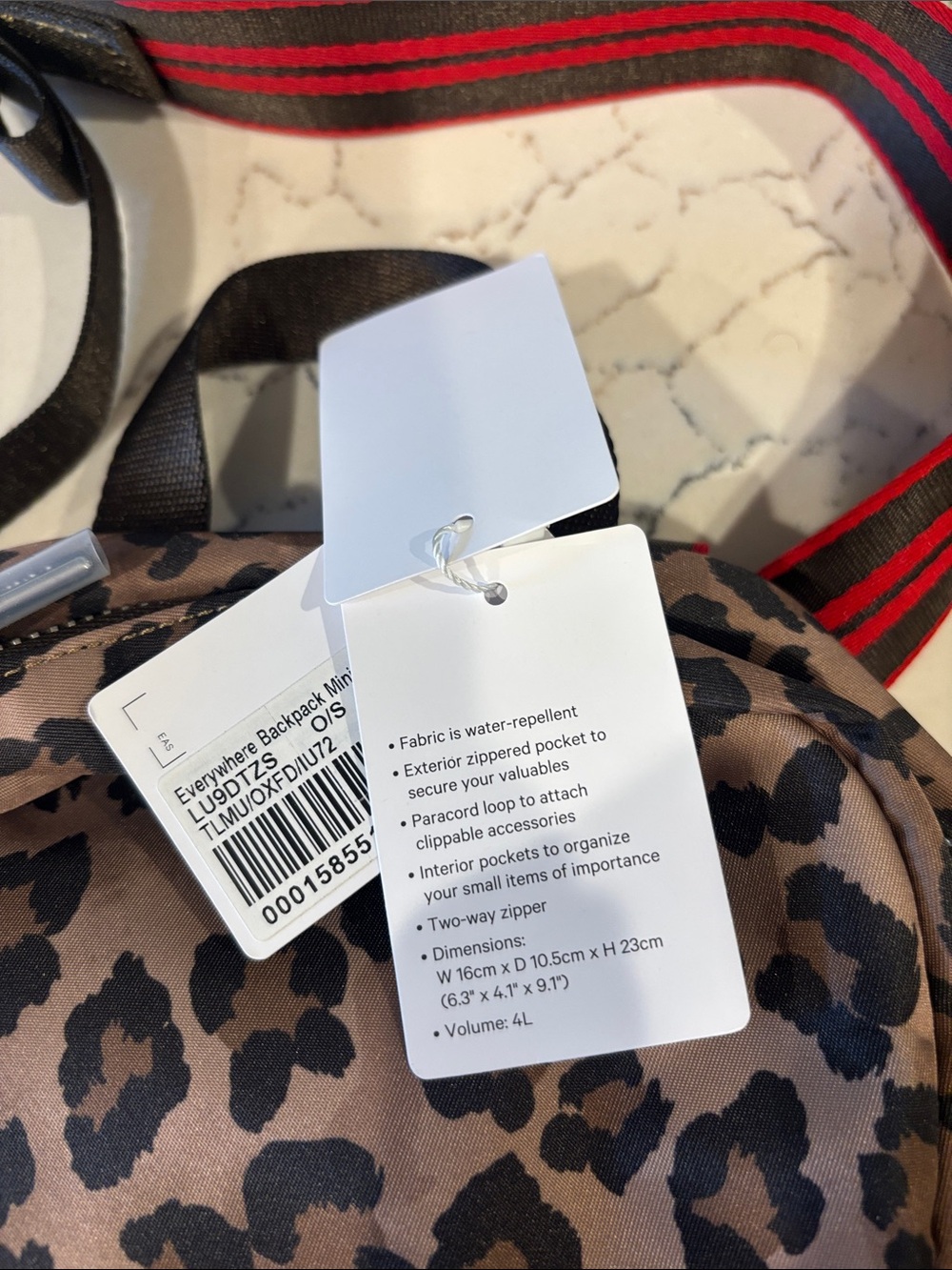 lululemon athletica Leopard Print Mini Backpack with Red-Striped Strap - Picture 2 of 4
